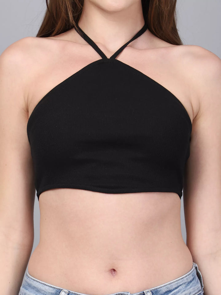 Black Halter Neck Tube Top