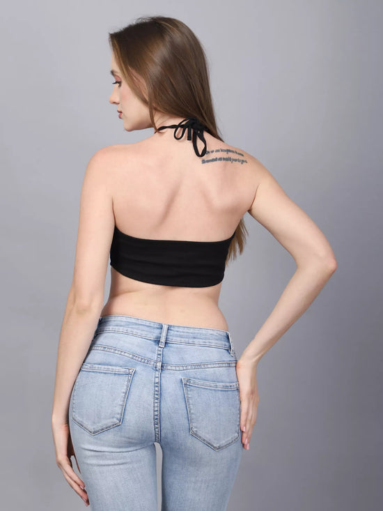 Black Halter Neck Tube Top