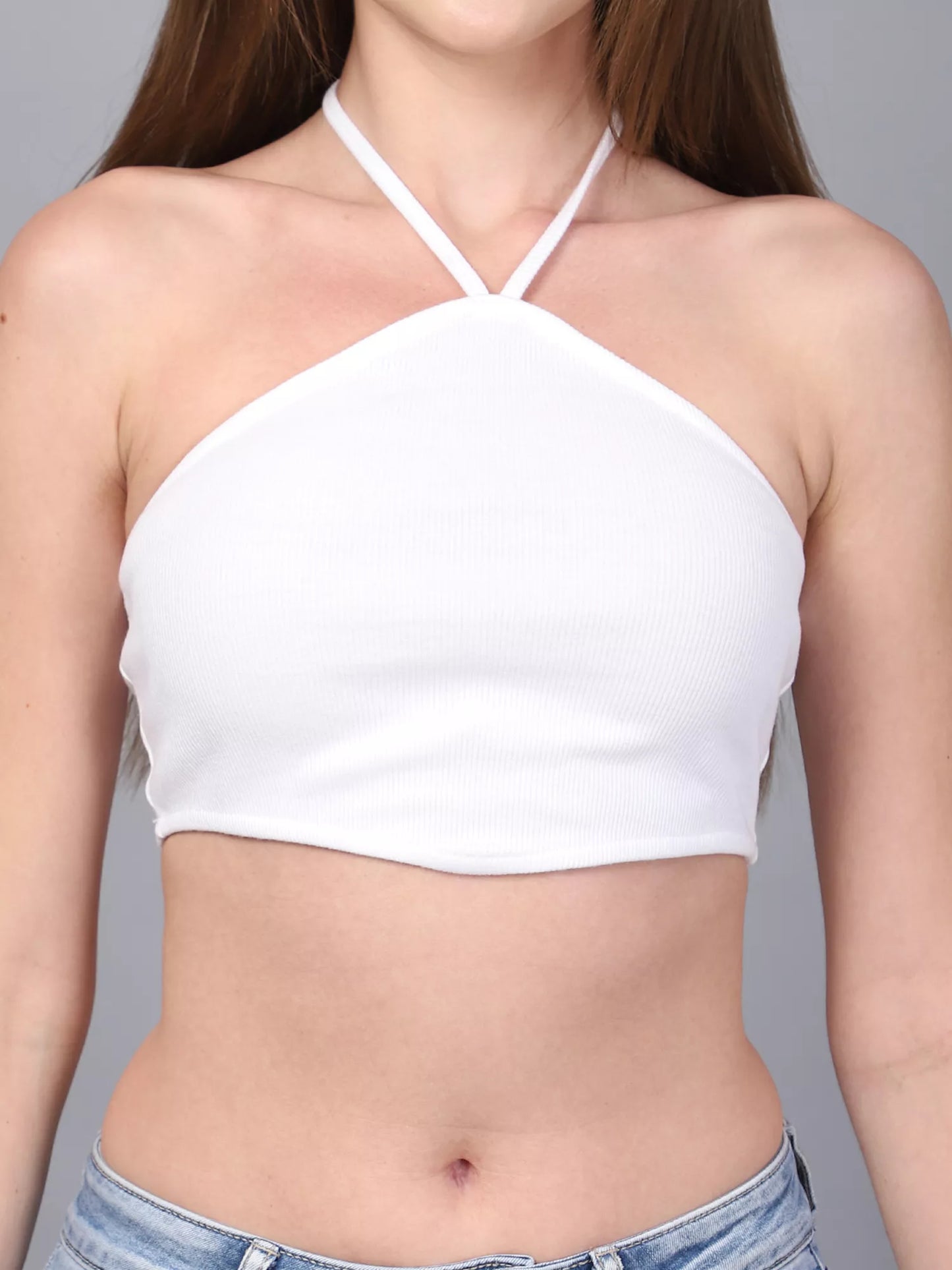 White Halter Neck Tube Top
