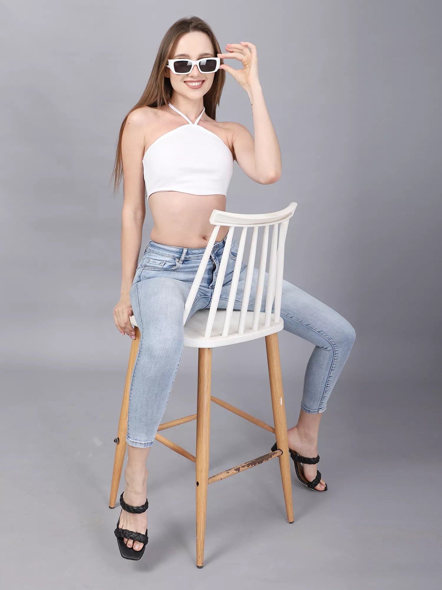 White Halter Neck Tube Top