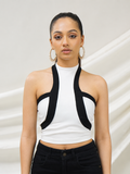 White Halter Neck Crop Top