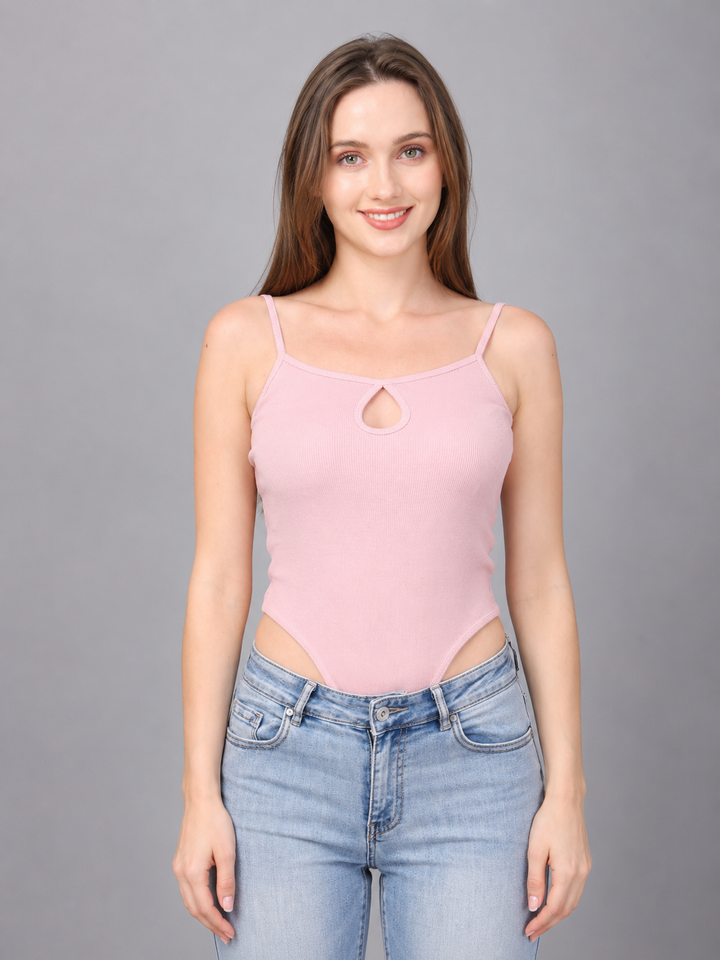 Pink Front Keyhole Bodysuit