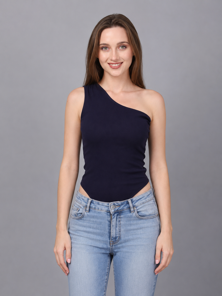 Navy Gathered Front Bodysuit