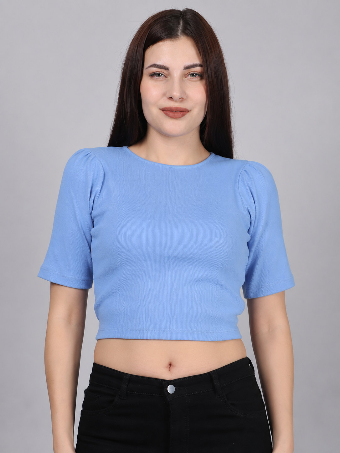 Blue Back Cut Out Rib Top