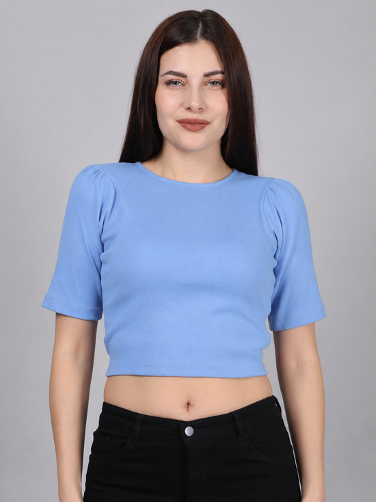 Blue Back Cut Out Rib Top