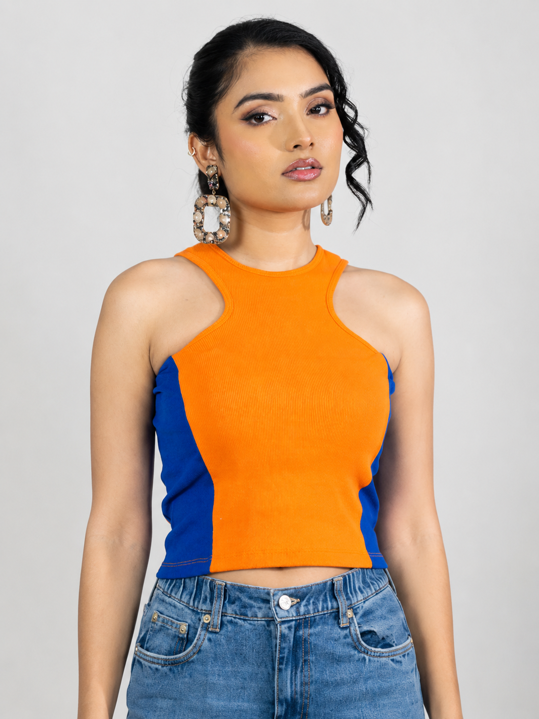 Orange Rib Crop Top