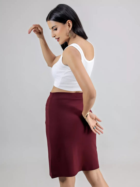 Maroon Slit Skirt