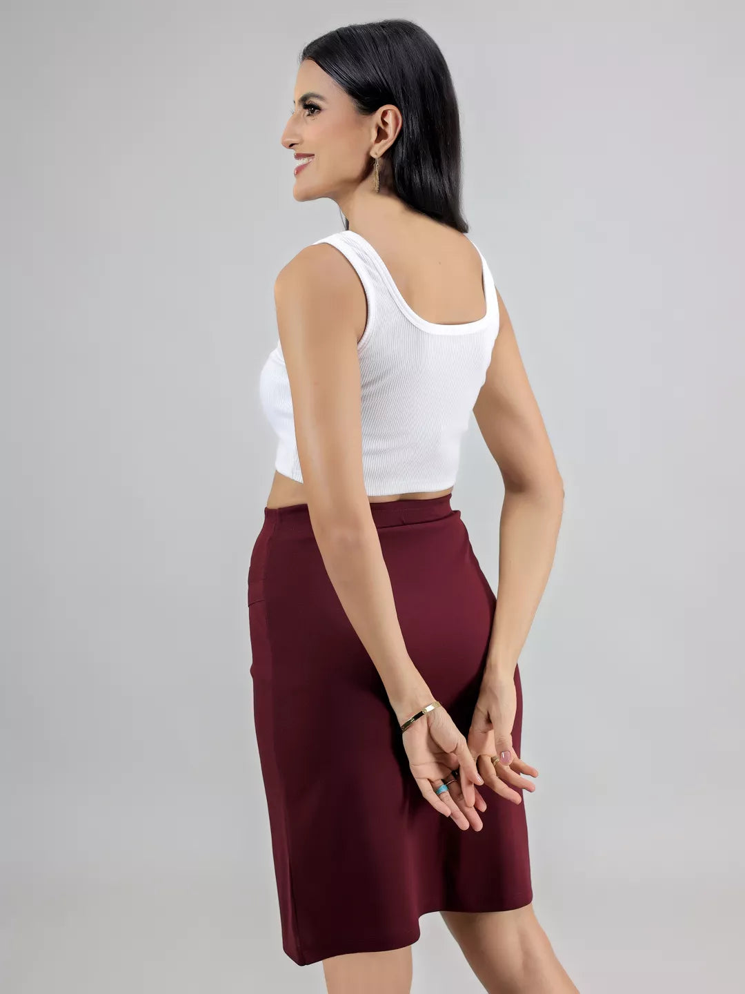Maroon Slit Skirt