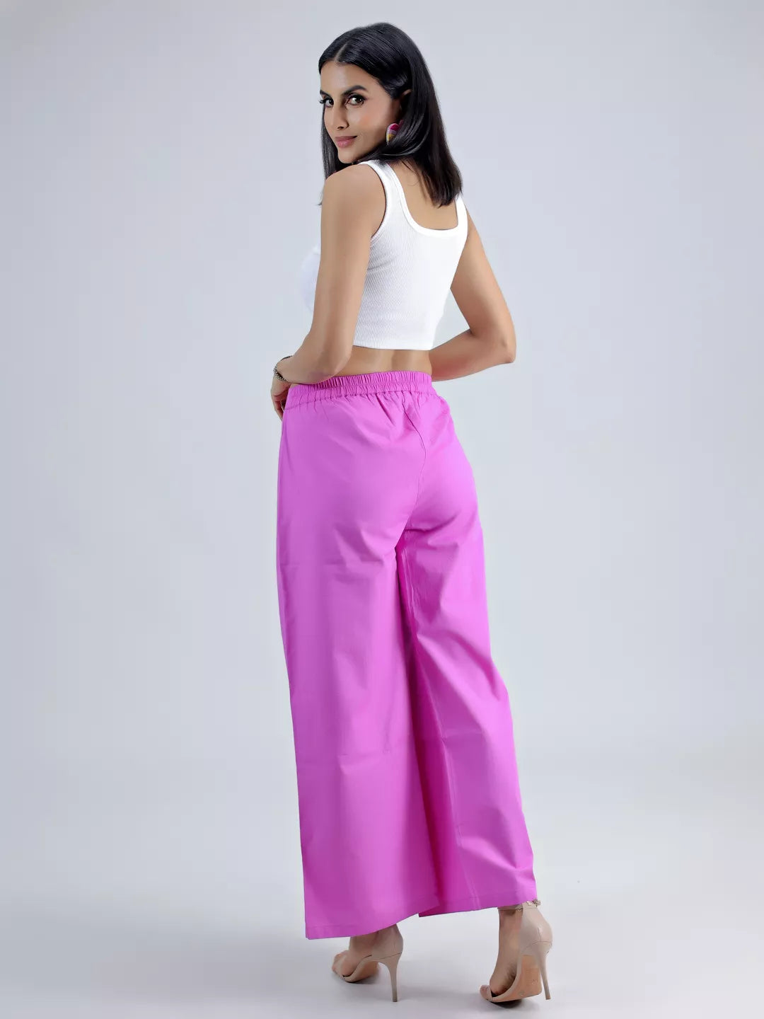 Playful Stripe Peplum Top & Wide-Leg Pants Co-Ord Set