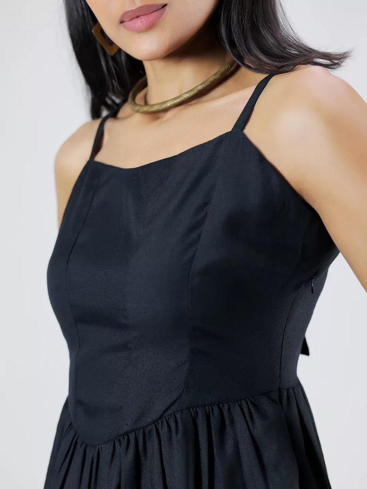 Black Mini Back Cut Out Dress