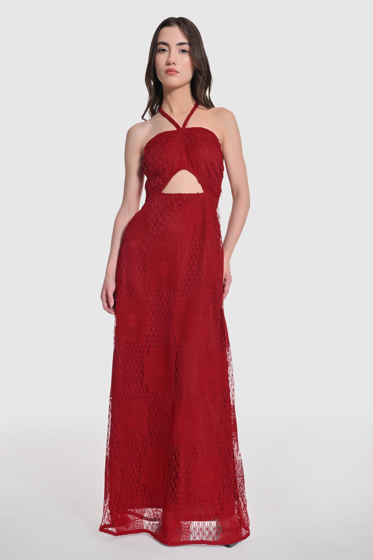 Crimson Eclipse Cutout Dress