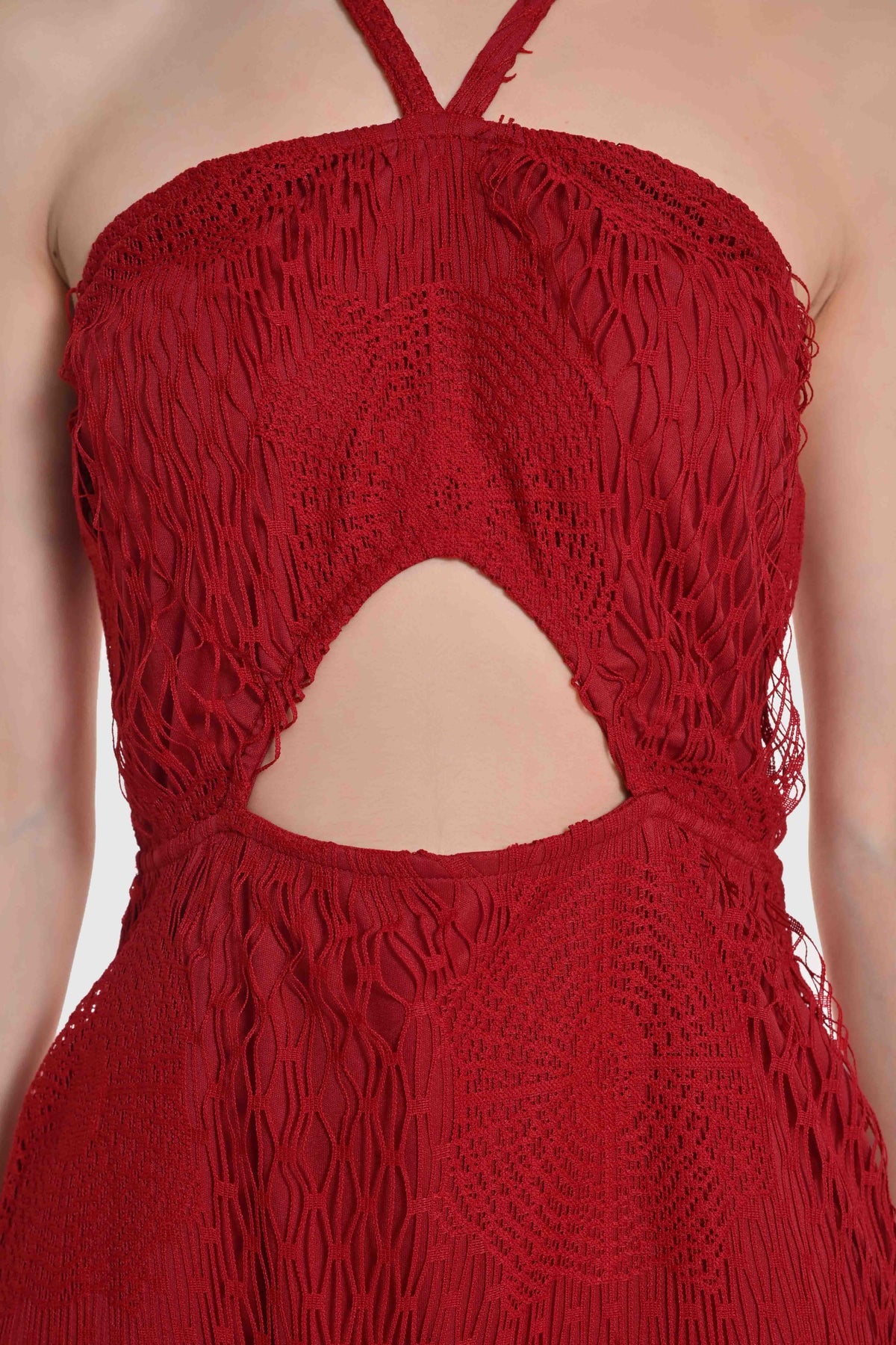 Crimson Eclipse Cutout Dress