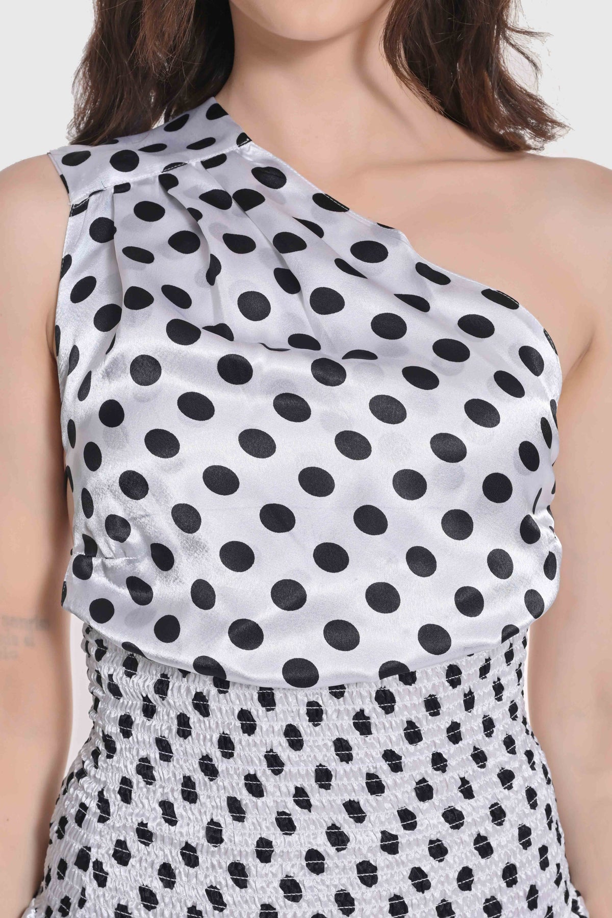 Polka Halter Neck Smocked Dress