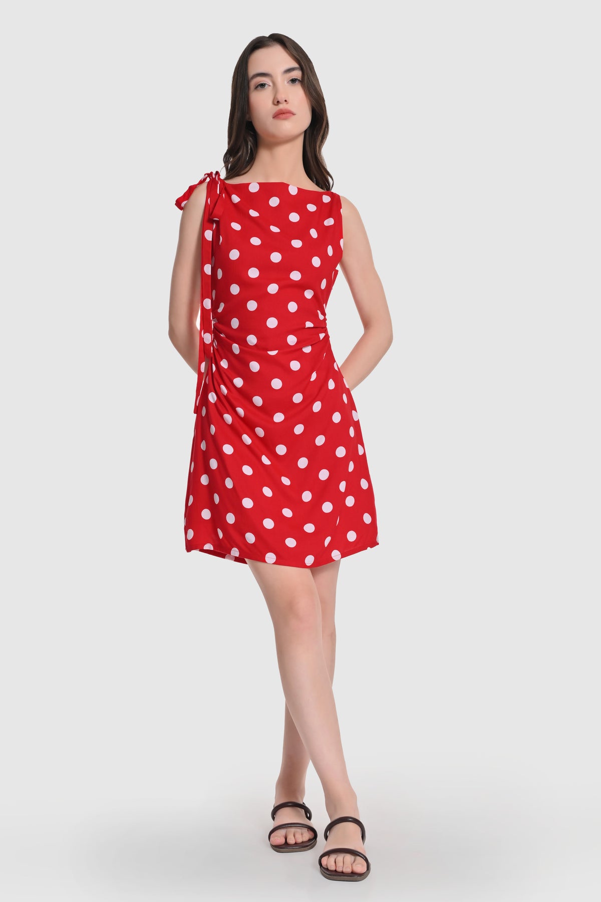 Polka Tie-Shoulder  Bodycon dress