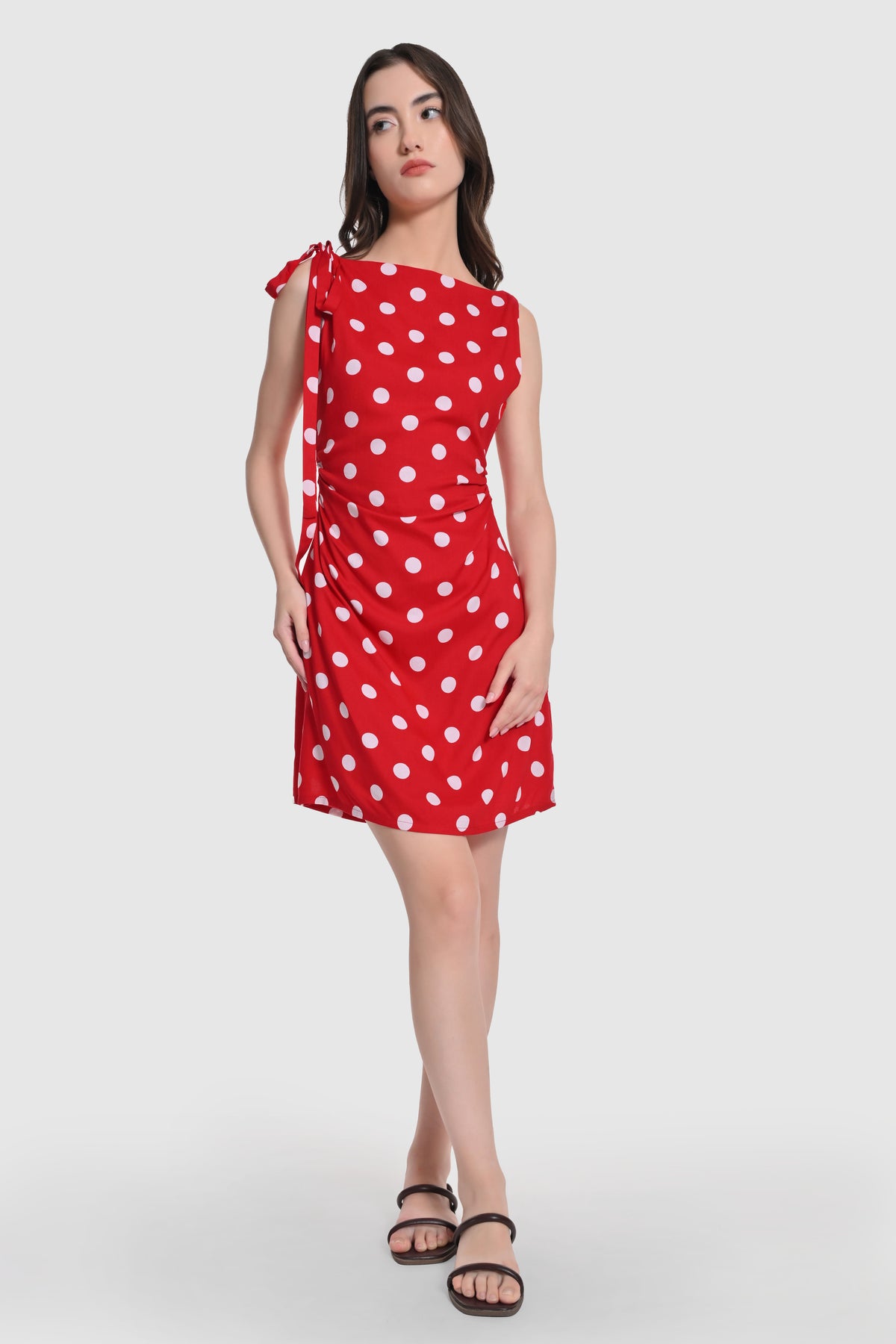 Polka Tie-Shoulder  Bodycon dress