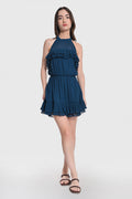 Transformative Teal Ruffle Mini Dress