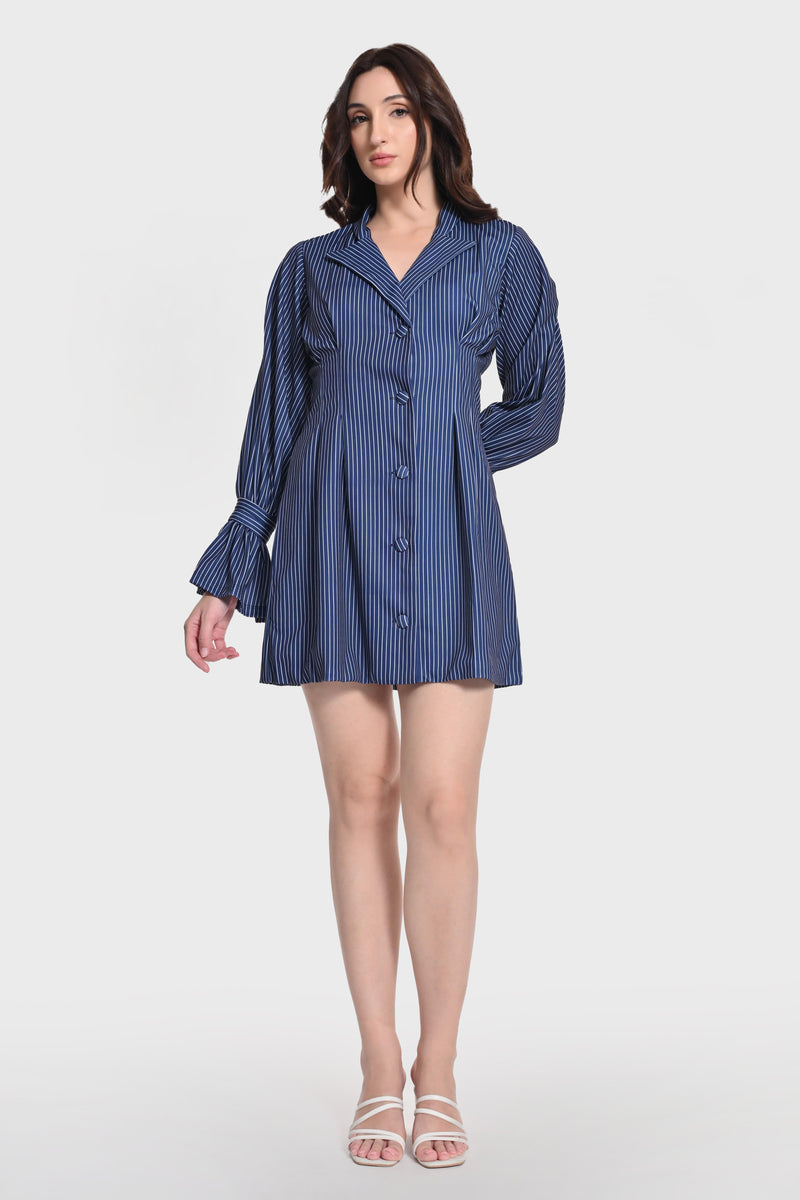 Bishop-Sleeve Blazer Style Dress