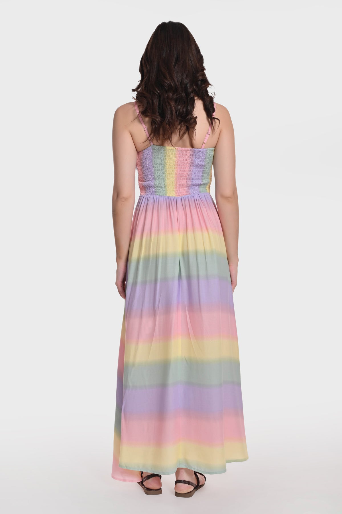 Pastel Prism Strappy Maxi Dress