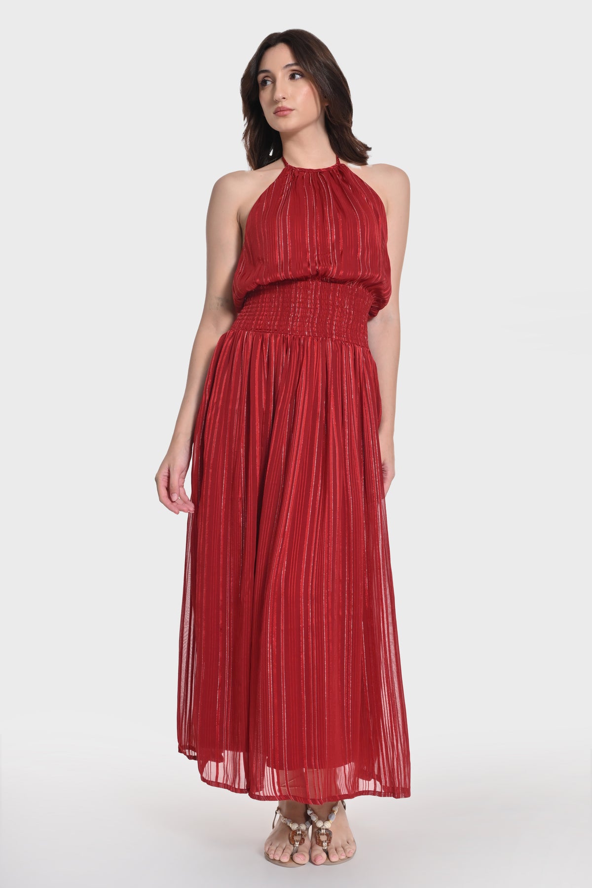 Crimson Radiance Maxi Dress