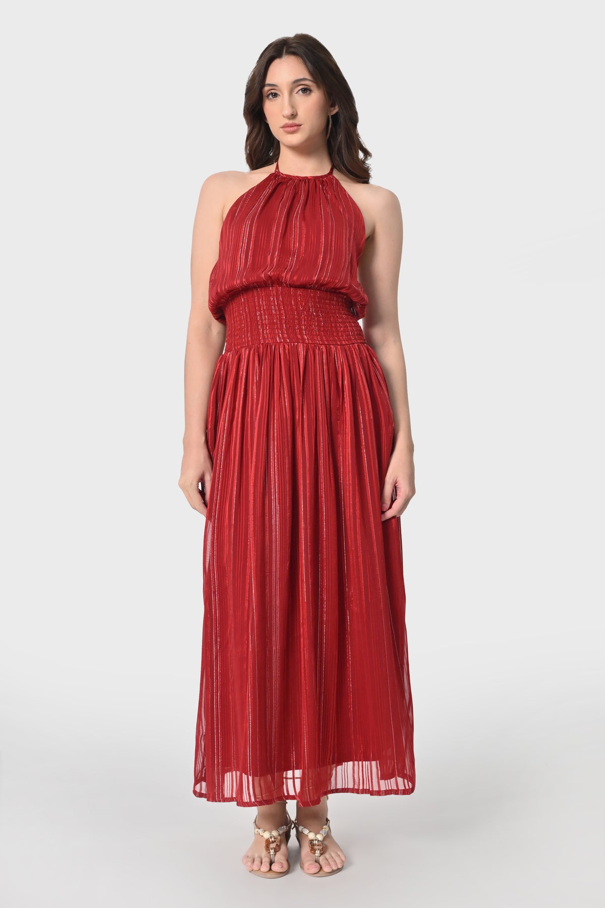 Crimson Radiance Maxi Dress