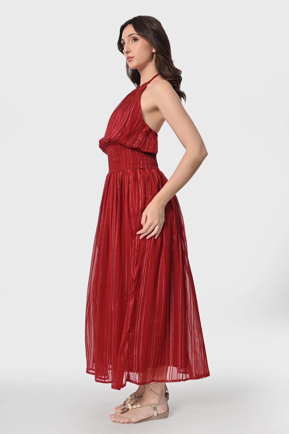 Crimson Radiance Maxi Dress