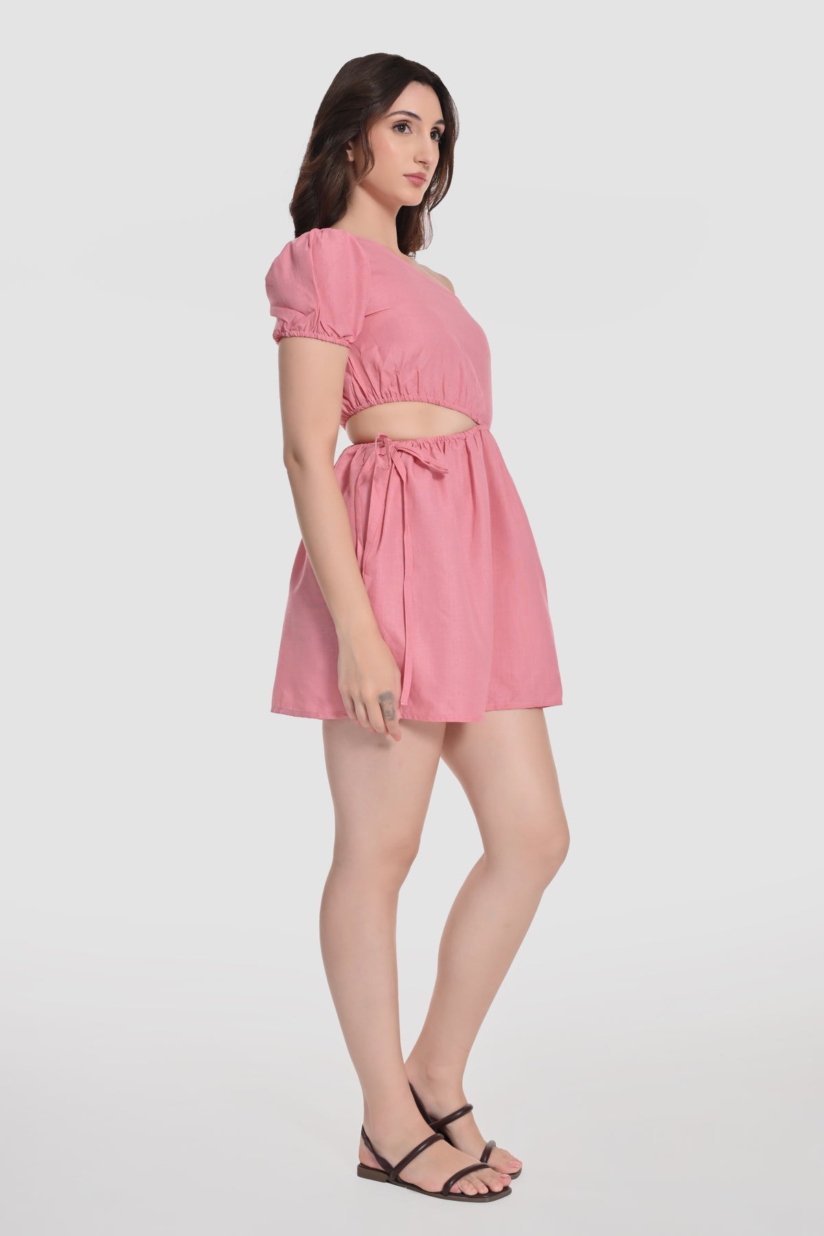 Pink Waist Cut Out Mini Dress