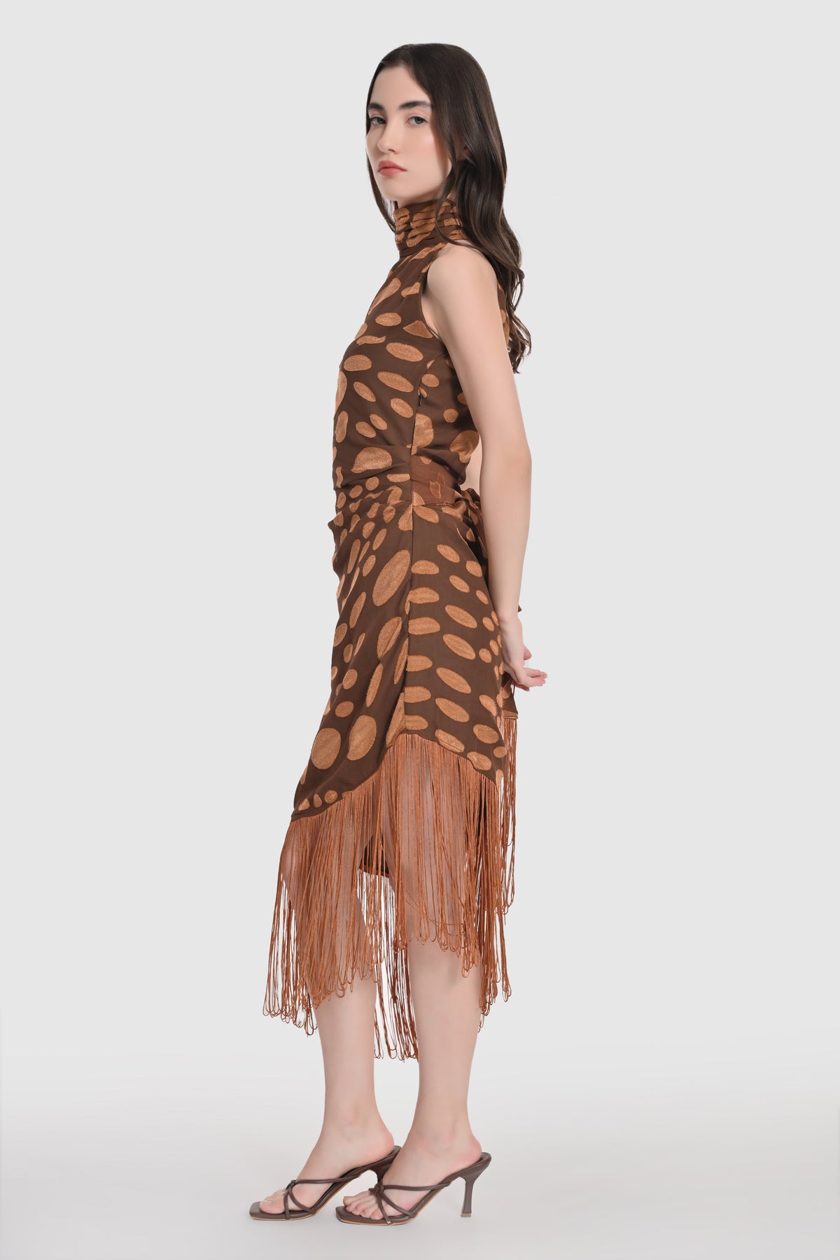 Dusky Polka Halter Neck Dress