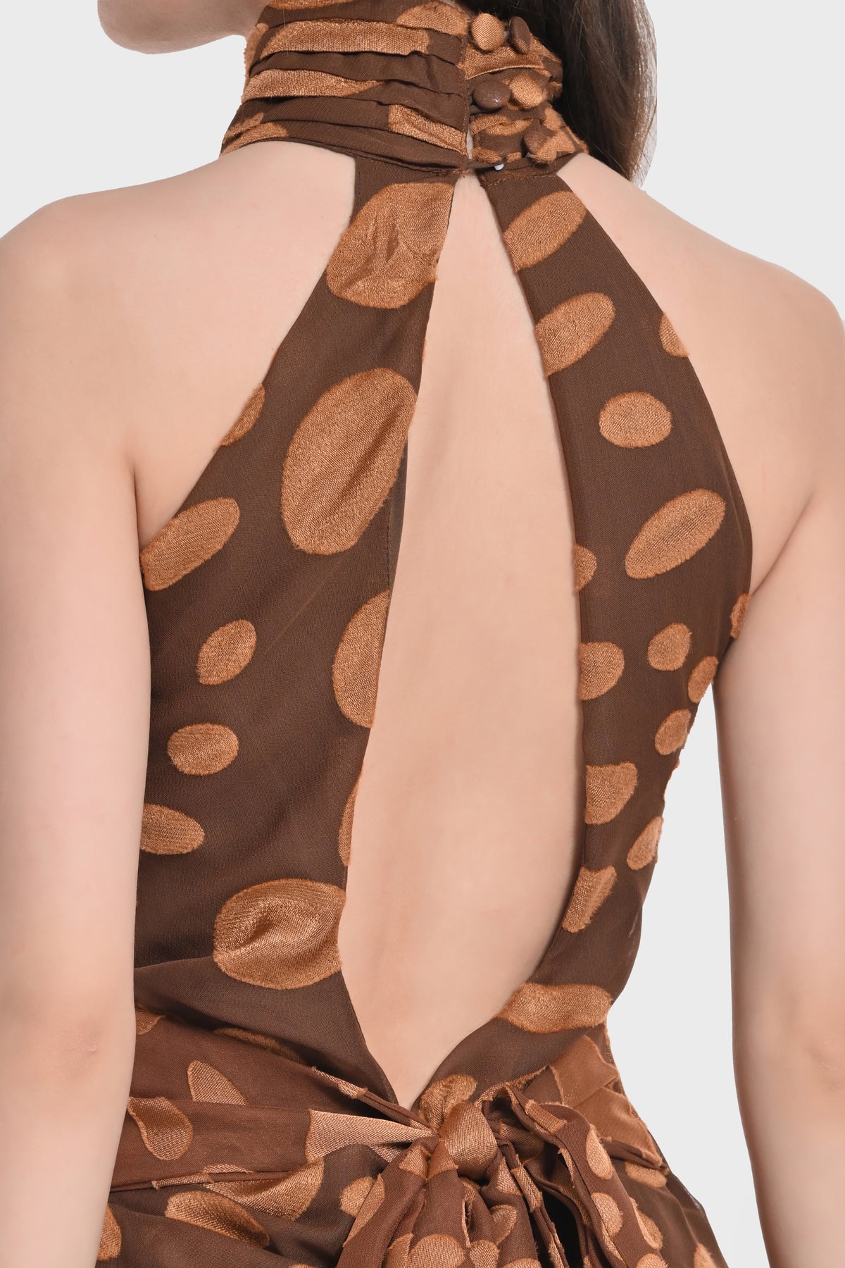 Dusky Polka Halter Neck Dress