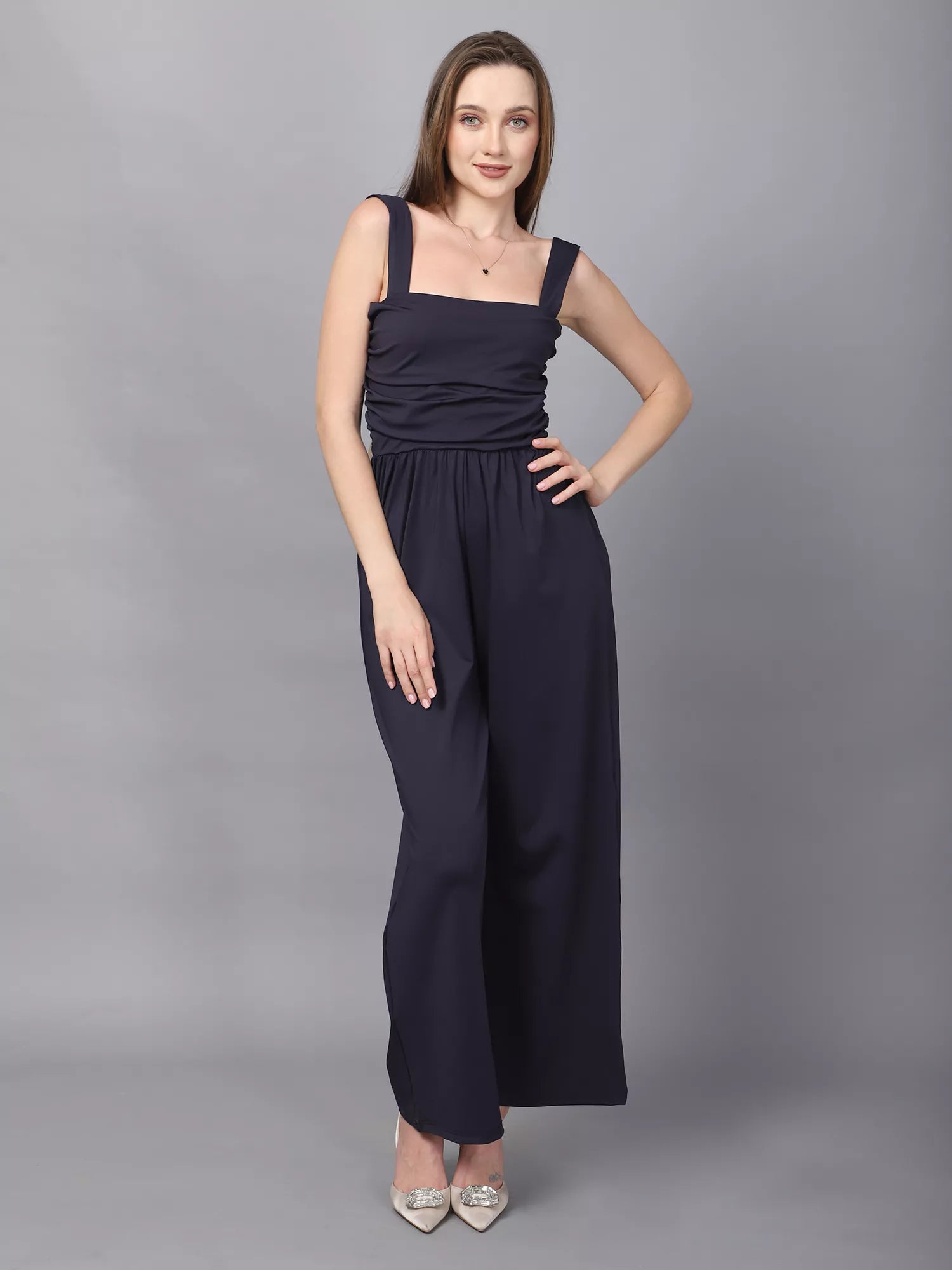 Navy Back Knot Jumpsuit