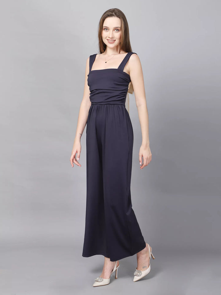 Navy Back Knot Jumpsuit