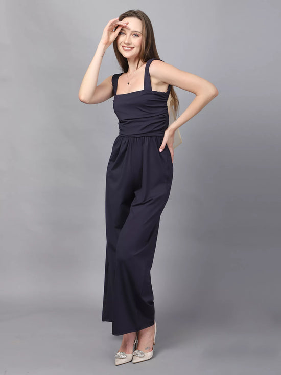 Navy Back Knot Jumpsuit