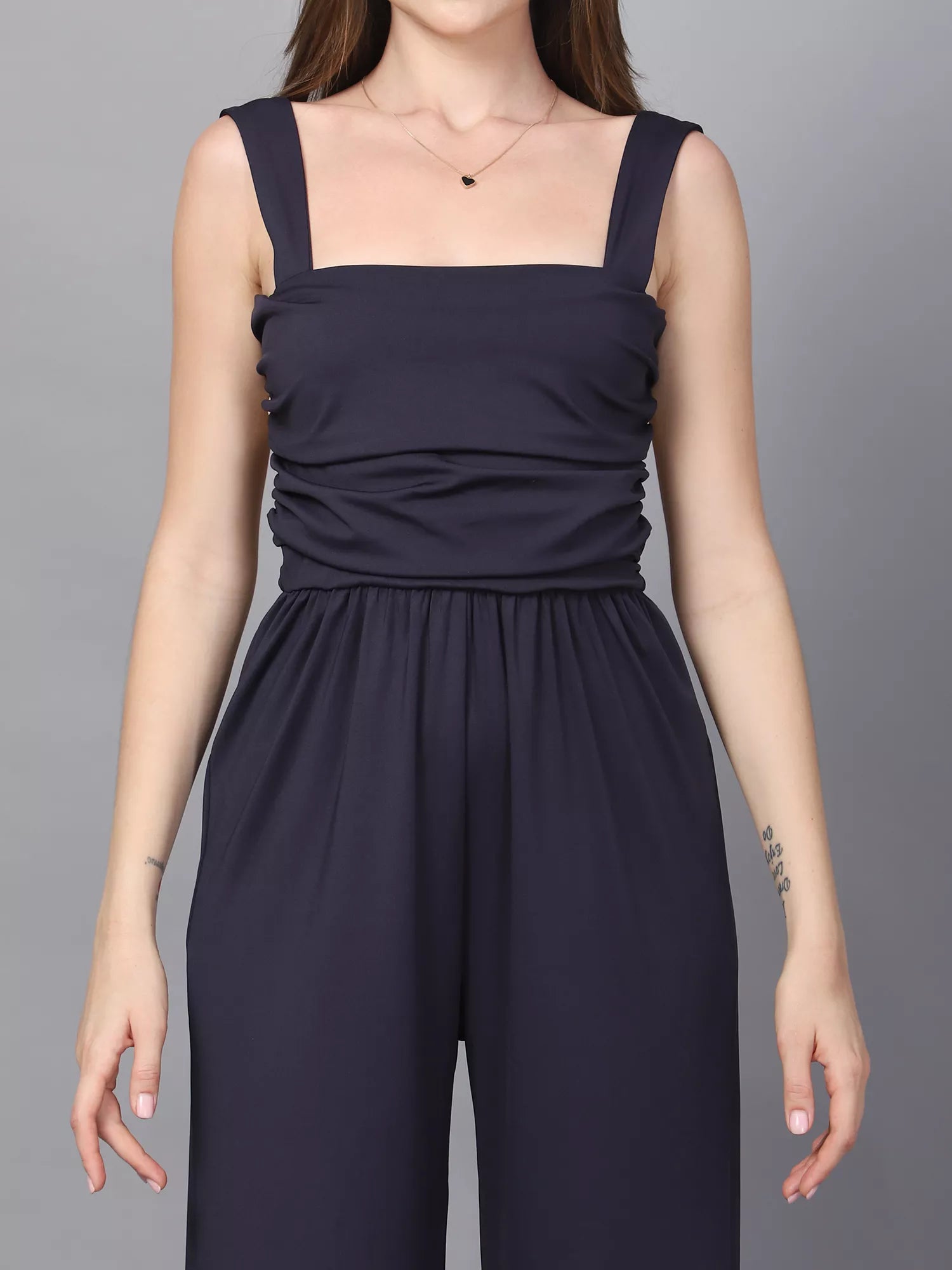 Navy Back Knot Jumpsuit