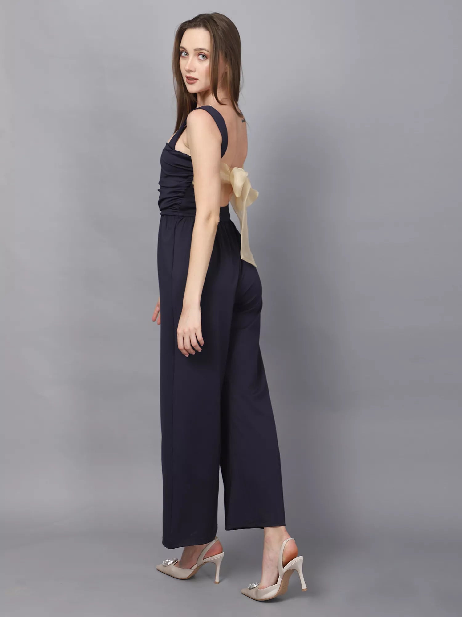 Navy Back Knot Jumpsuit