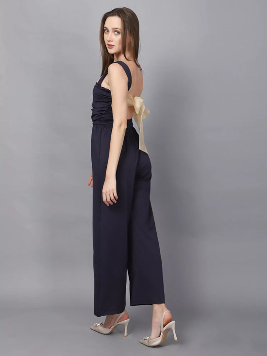 Navy Back Knot Jumpsuit