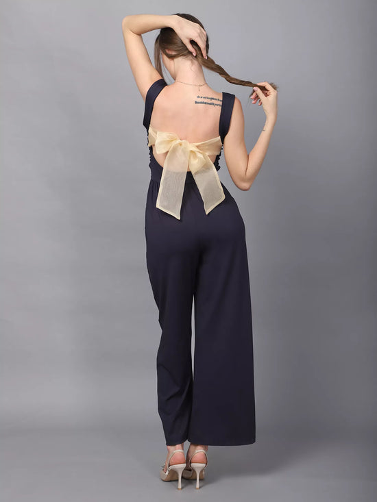 Navy Back Knot Jumpsuit