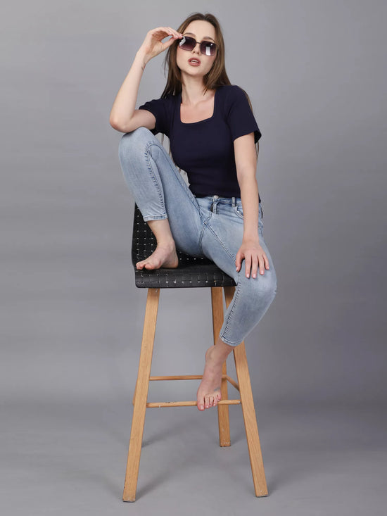 Navy Square Neck Bodysuit