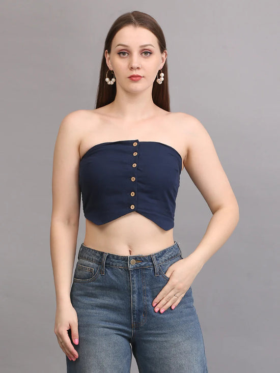 Navy Button Tube Top