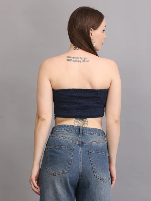Navy Button Tube Top