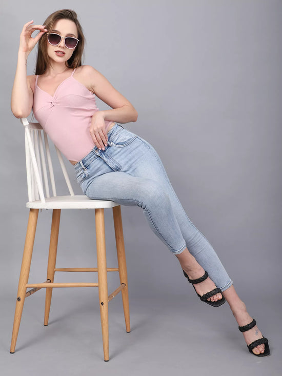 Pink Front Knot Bodysuit