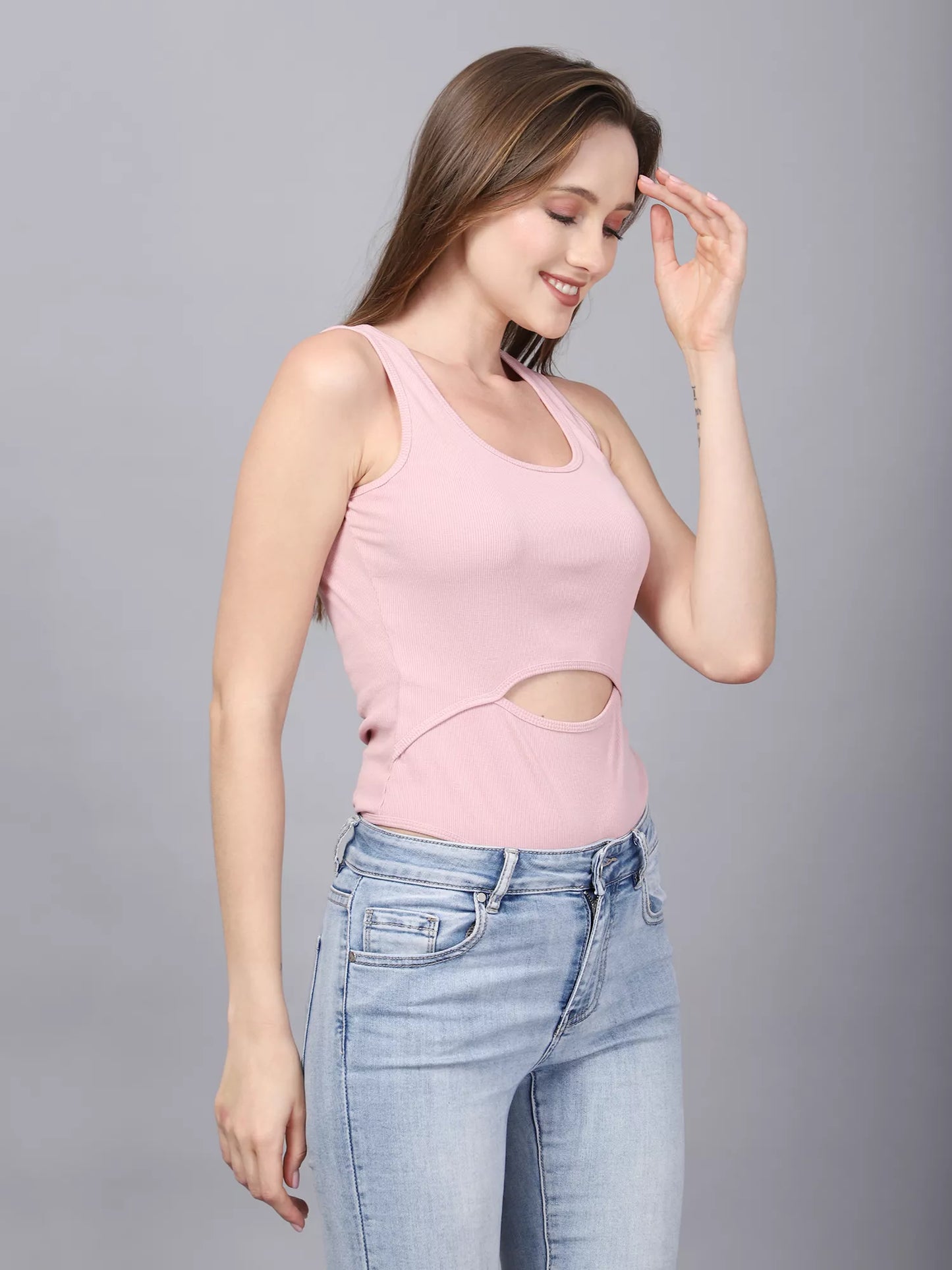 Pink Moon Cutout Bodysuit