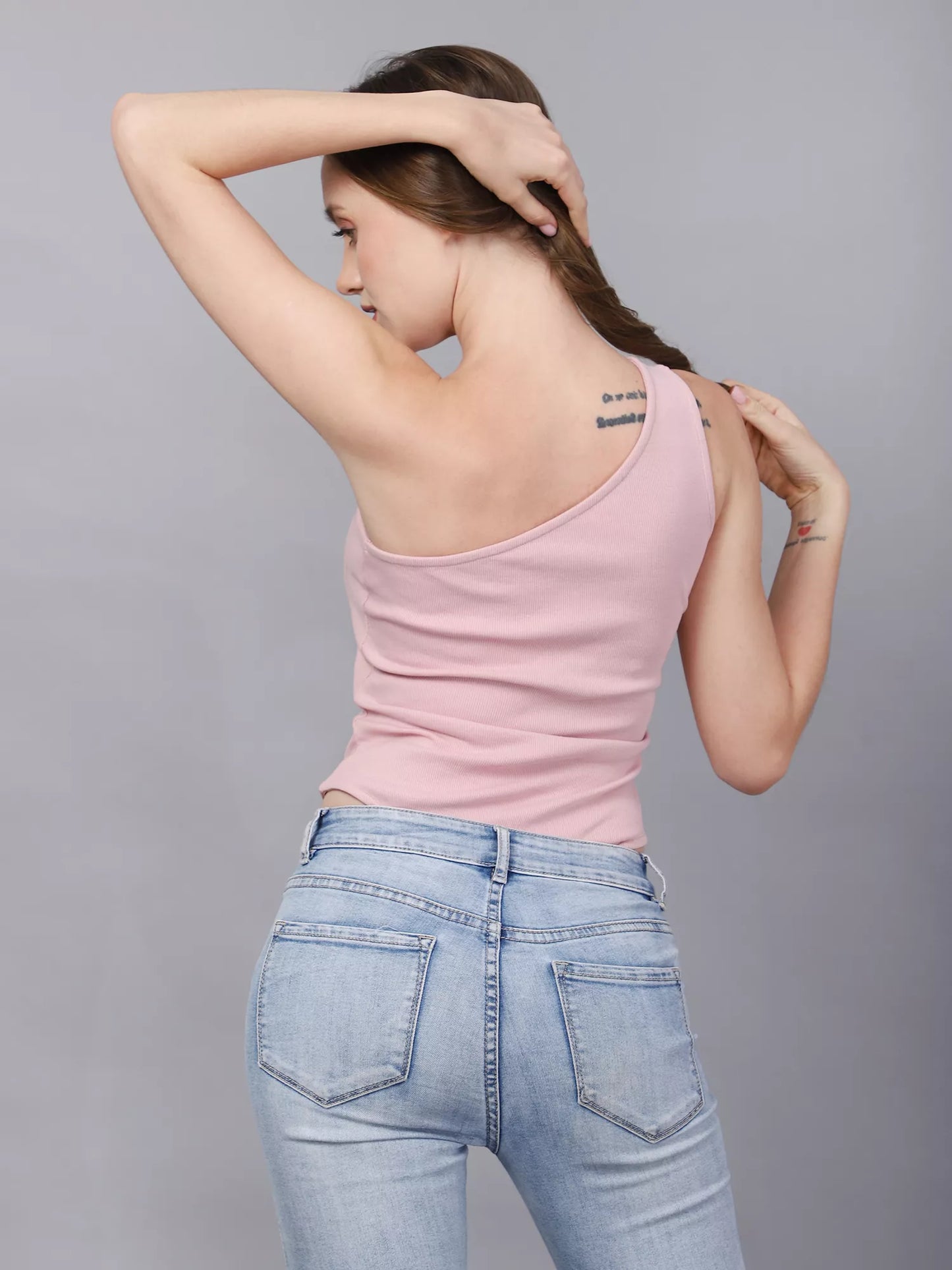 Pink One Shoulder Bodysuit