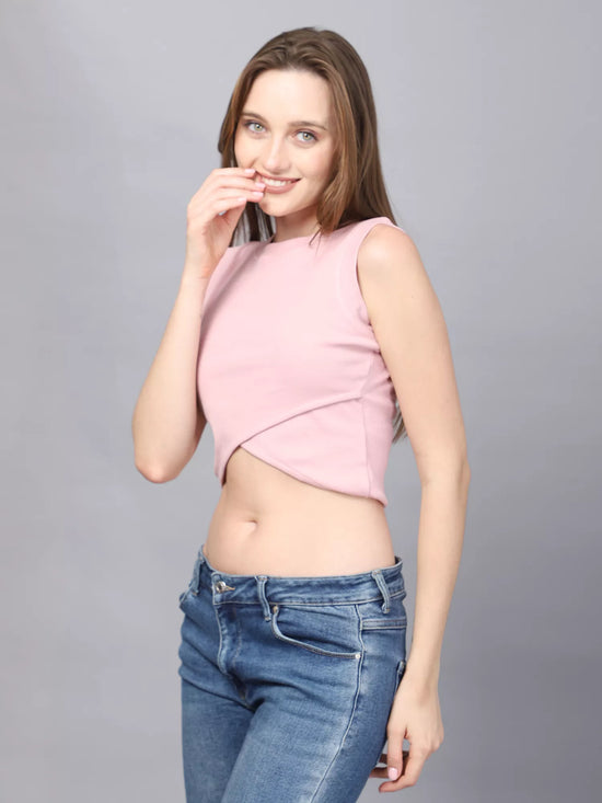 Pink Overlap Crop Top
