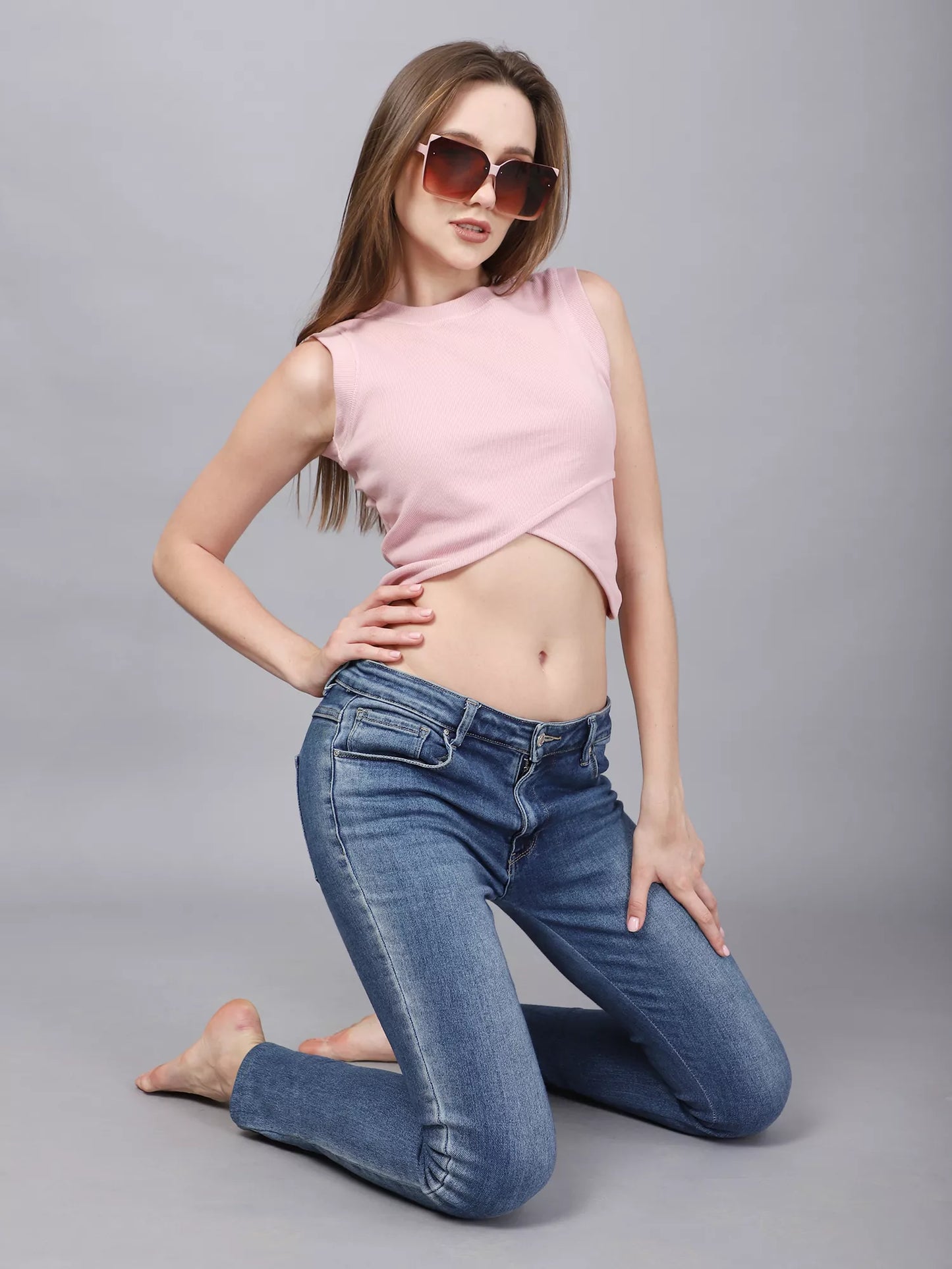 Pink Overlap Crop Top