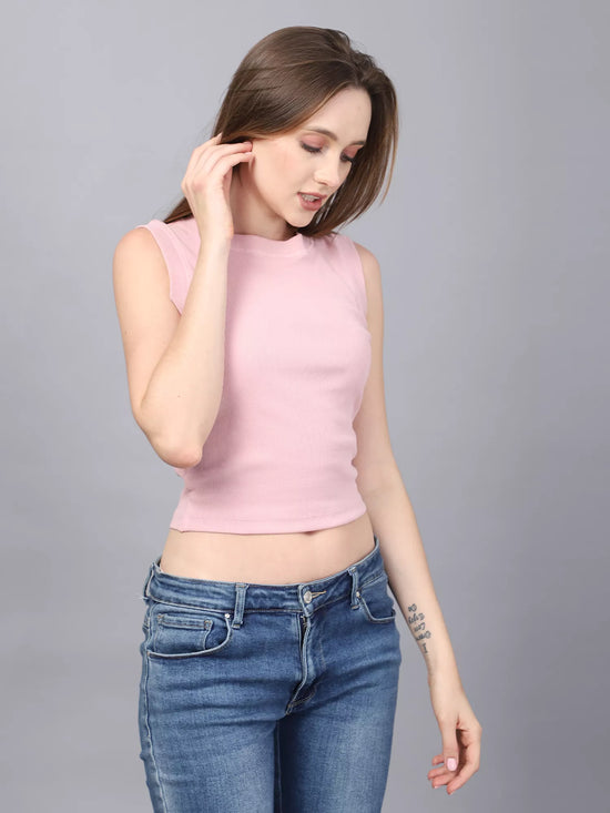 Pink Rib Crop Top