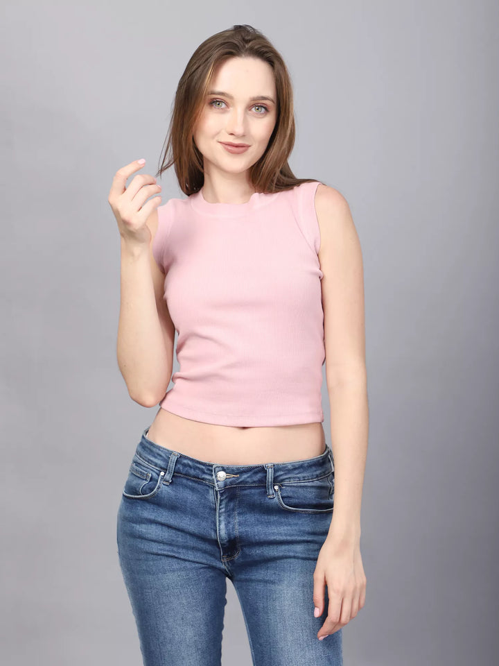 Pink Rib Crop Top