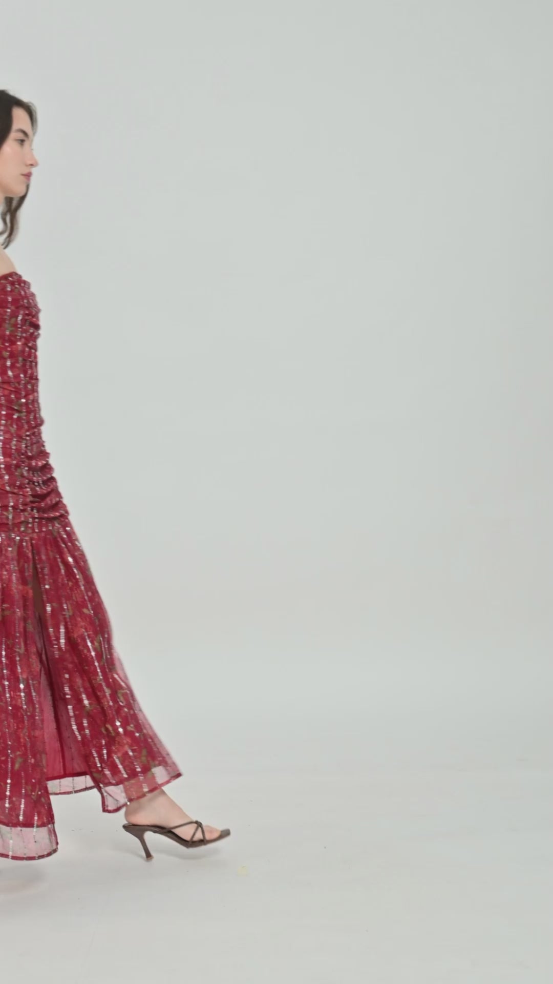 Crimson Elan Off Shoulder Dress