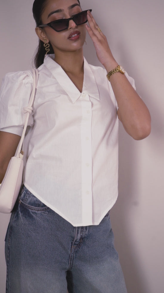 White Puff Sleeve Shirt