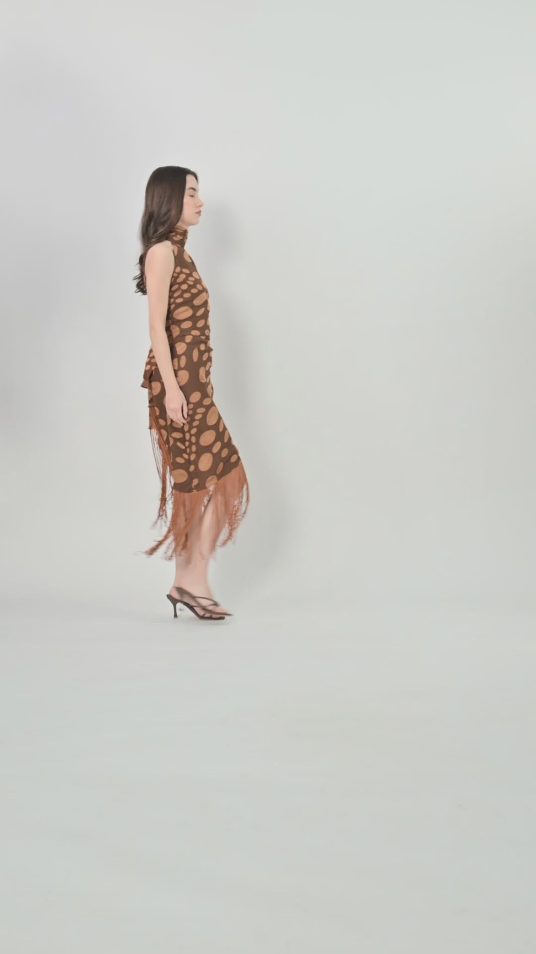 Dusky Polka Halter Neck Dress