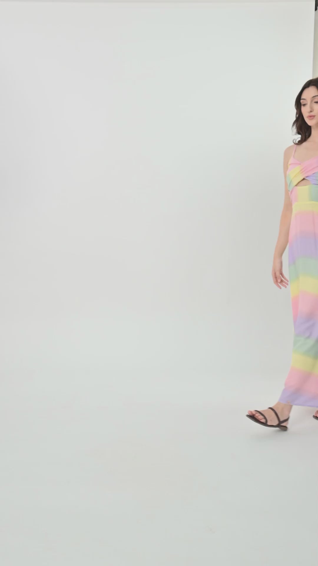Pastel Prism Strappy Maxi Dress
