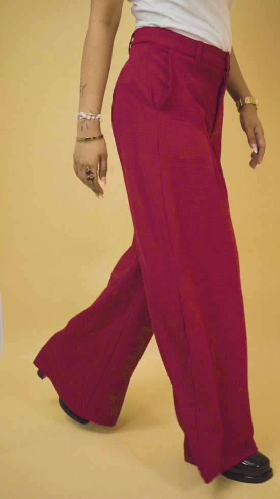 Maroon Front-Pleated Trousers